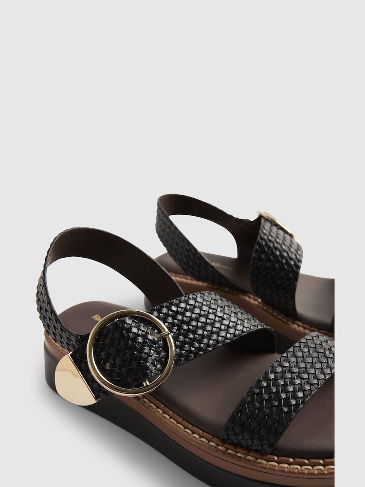 River Island Black Weave Two Part Ring Buckle Flatform Sandals - Image 5 of 5 River Island Black Weave Two Part Ring Buckle Flatform Sandals - Image 5 of 5