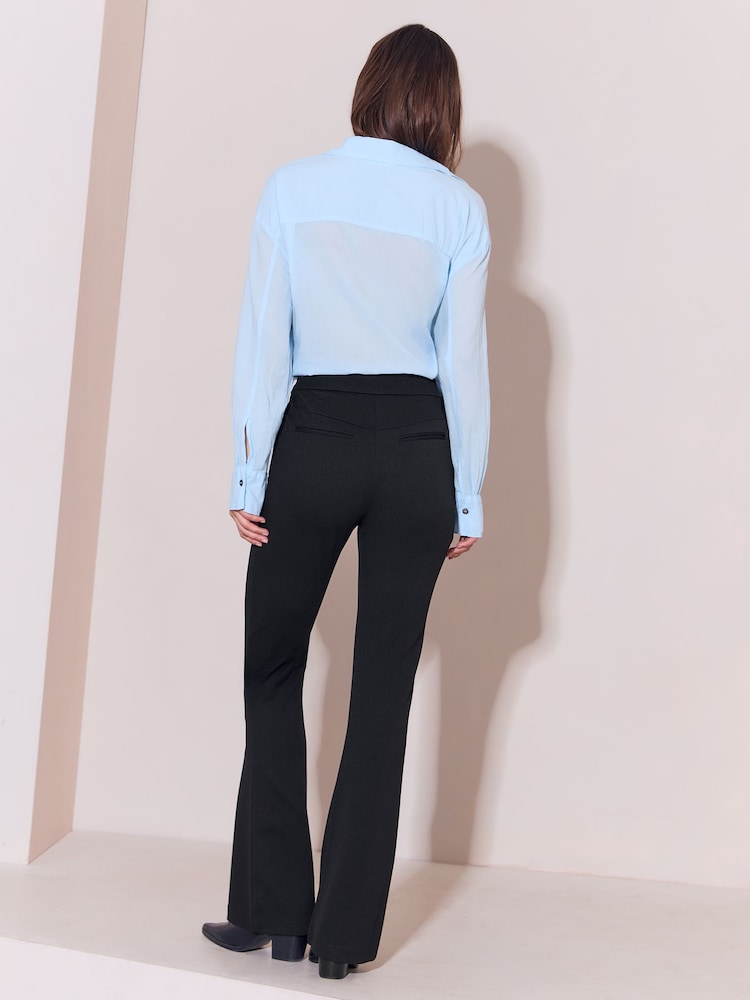 Lipsy Black Petite High Waisted Bootleg Jersey Trousers - Image 5 of 5