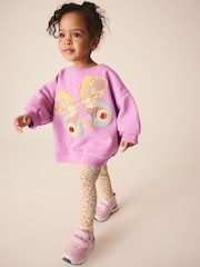Purple Butterfly Sweatshirt and Legging Set (3mths-7yrs) - Image 1 of 10