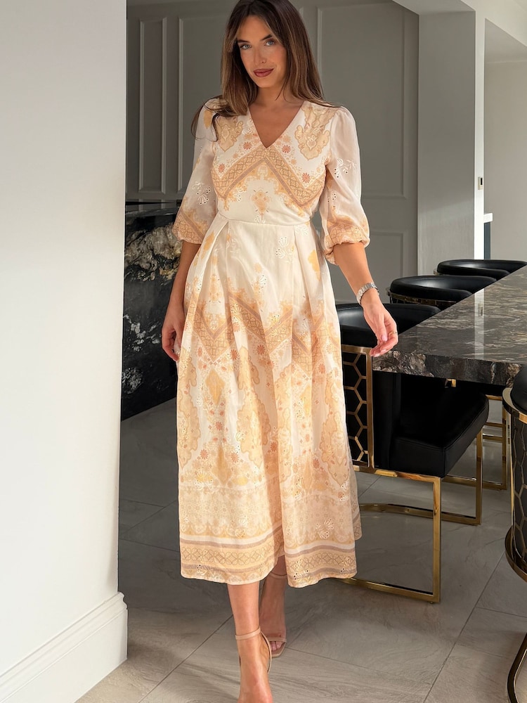 Girl In Mind Yellow Marie V-Neck Print Maxi Dress - Image 1 of 5