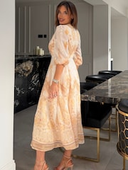 Girl In Mind Yellow Marie V-Neck Print Maxi Dress - Image 2 of 5