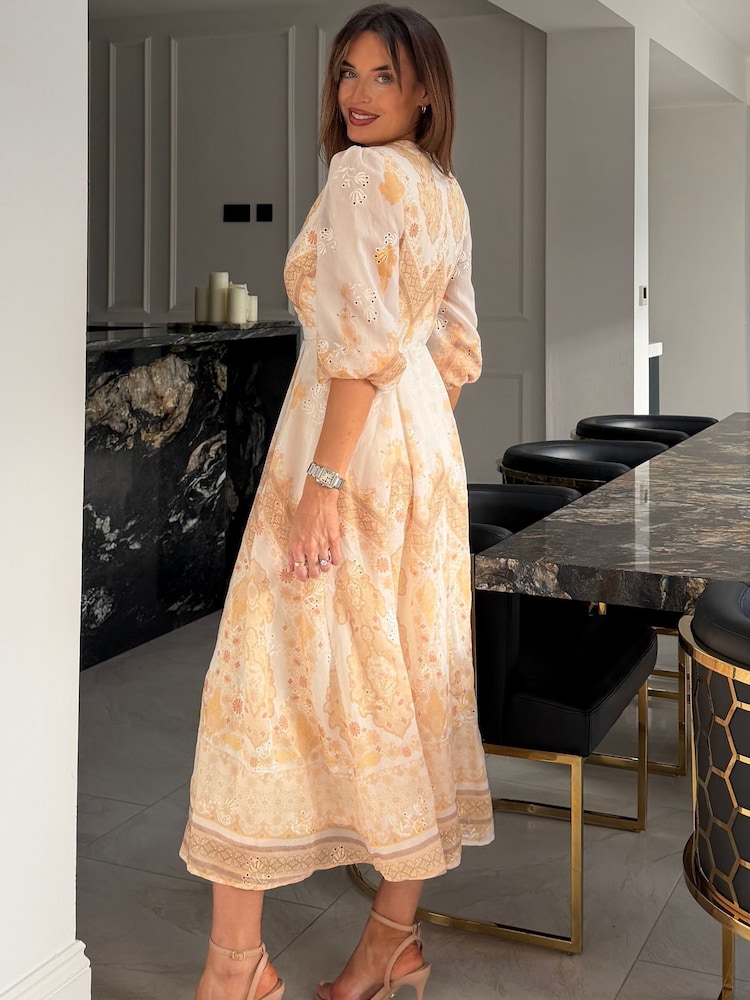 Girl In Mind Yellow Marie V-Neck Print Maxi Dress - Image 2 of 5