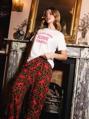 Urban Threads High Drama Leopard Print Long Brown Pyjamas Set - Image 3 of 4