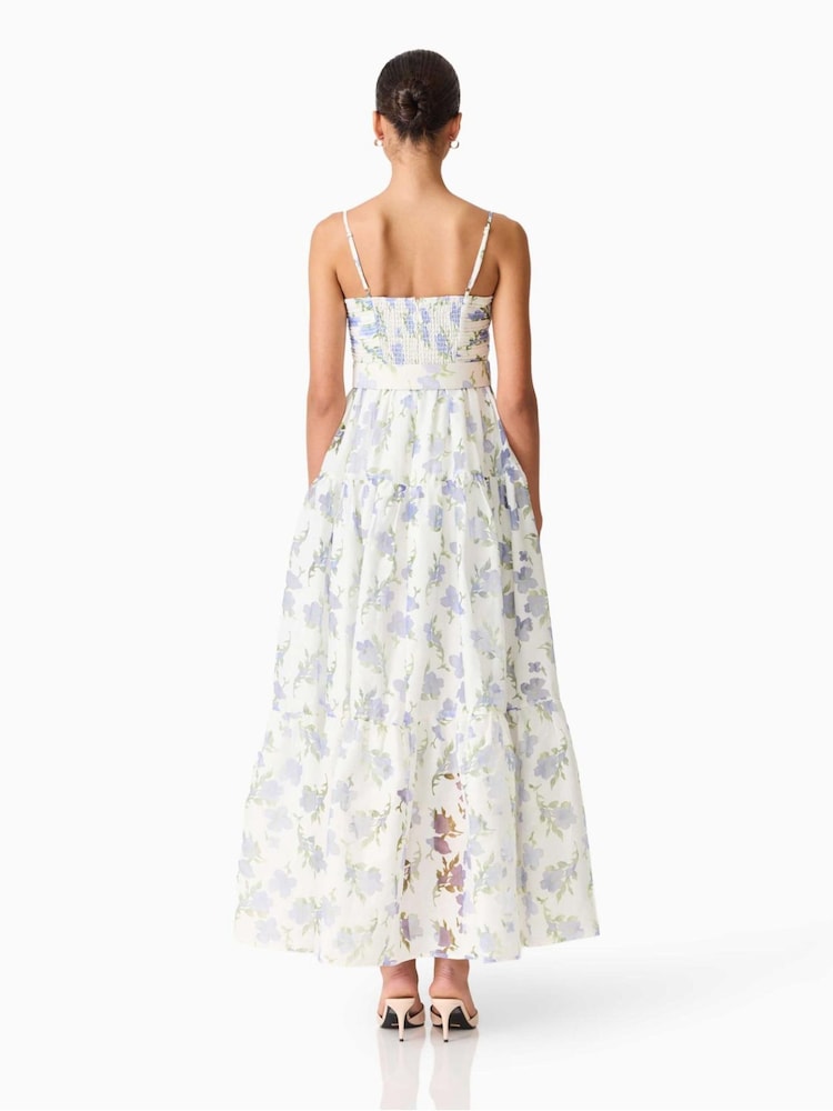 elliatt flora maxi dress Elliatt Selene Strapless 3D Floral Lace Tiered Maxi Dress