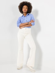 Joe Browns White Mia Kick Flare Twill Trousers - Image 1 of 5