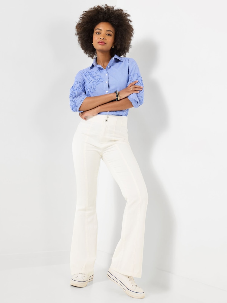 Joe Browns White Mia Kick Flare Twill Trousers - Image 1 of 5
