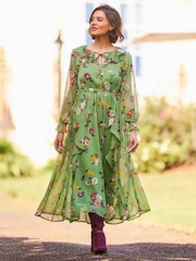 Joe Browns Green Daydreamer Printed Georgette Dress - Image 1 of 6