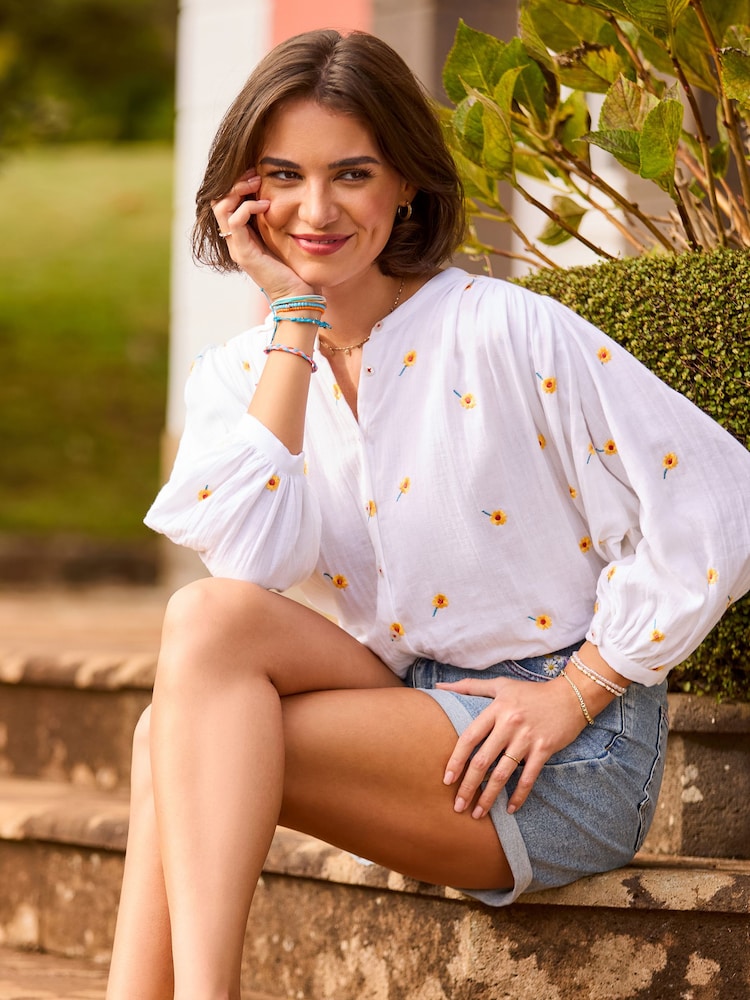 Joe Browns White Sunshine Embroidered Cotton Blouse - Image 1 of 6 Joe Browns White Sunshine Embroidered Cotton Blouse - Image 1 of 6