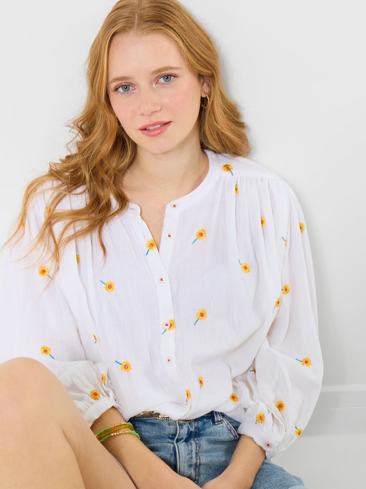Joe Browns White Sunshine Embroidered Cotton Blouse - Image 2 of 6 Joe Browns White Sunshine Embroidered Cotton Blouse - Image 2 of 6