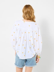 Joe Browns White Sunshine Embroidered Cotton Blouse - Image 4 of 6