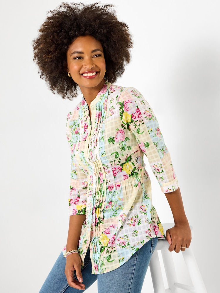 Joe Browns Cream Perfectly Patchwork Printed Cotton Top - Image 1 of 5 Joe Browns Cream Perfectly Patchwork Printed Cotton Top - Image 1 of 5