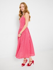 Joe Browns Red Gigi Gingham Cotton Dress - Image 4 of 6