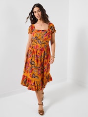 Joe Browns Orange Amelia Printed Dress - Image 2 of 6