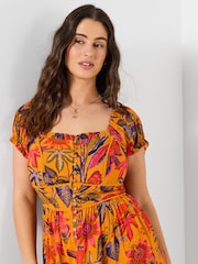 Joe Browns Orange Amelia Printed Dress - Image 4 of 6