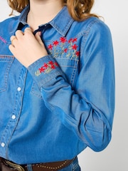 Joe Browns Blue Katie Embroidered Denim Shirt - Image 1 of 5