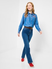 Joe Browns Blue Katie Embroidered Denim Shirt - Image 4 of 5