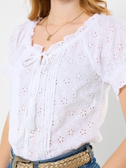 Joe Browns White Beautiful Broderie Top - Image 2 of 6