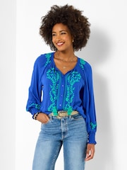 Joe Browns Blue Rebecca Embroidered Top - Image 1 of 6