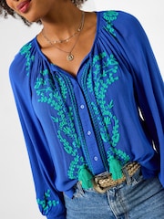 Joe Browns Blue Rebecca Embroidered Top - Image 2 of 6