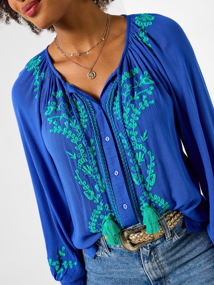 Joe Browns Blue Rebecca Embroidered Top - Image 2 of 6