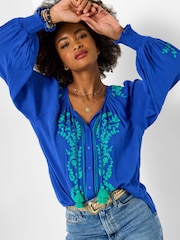 Joe Browns Blue Rebecca Embroidered Top - Image 3 of 6