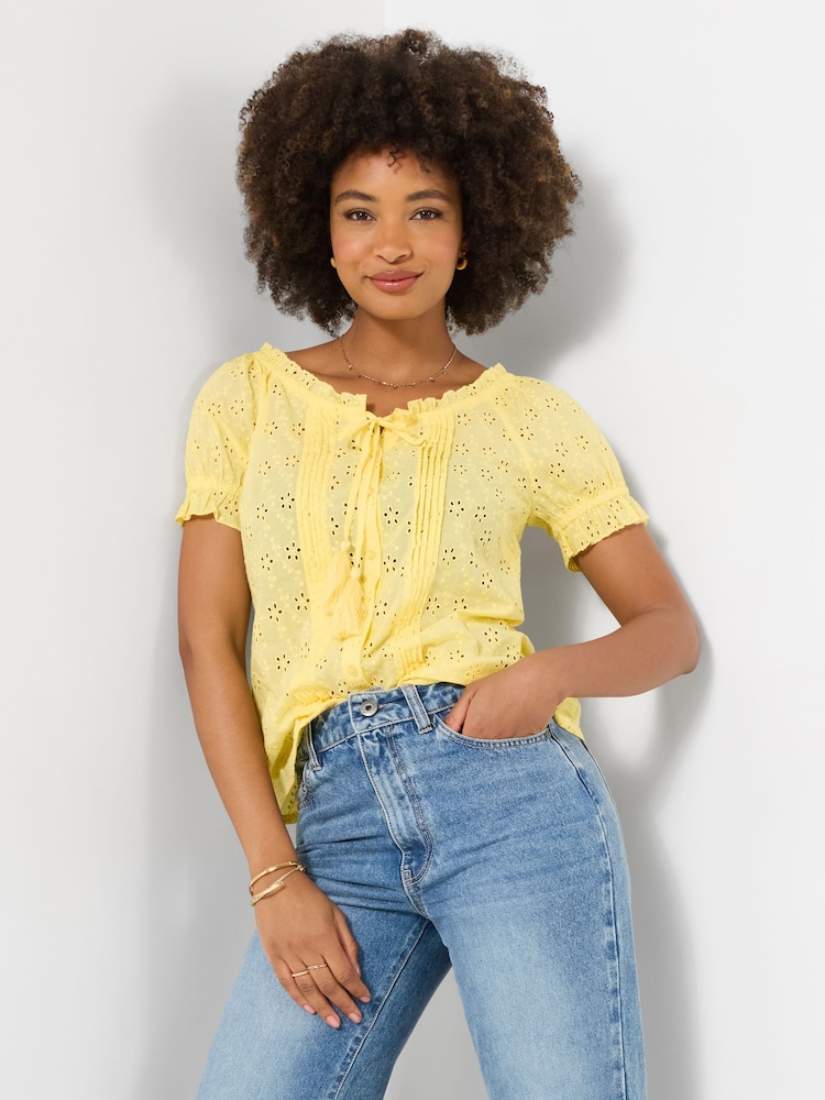 Joe Browns Yellow Beautiful Broderie Top - Image 1 of 5