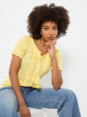 Joe Browns Yellow Beautiful Broderie Top - Image 3 of 5