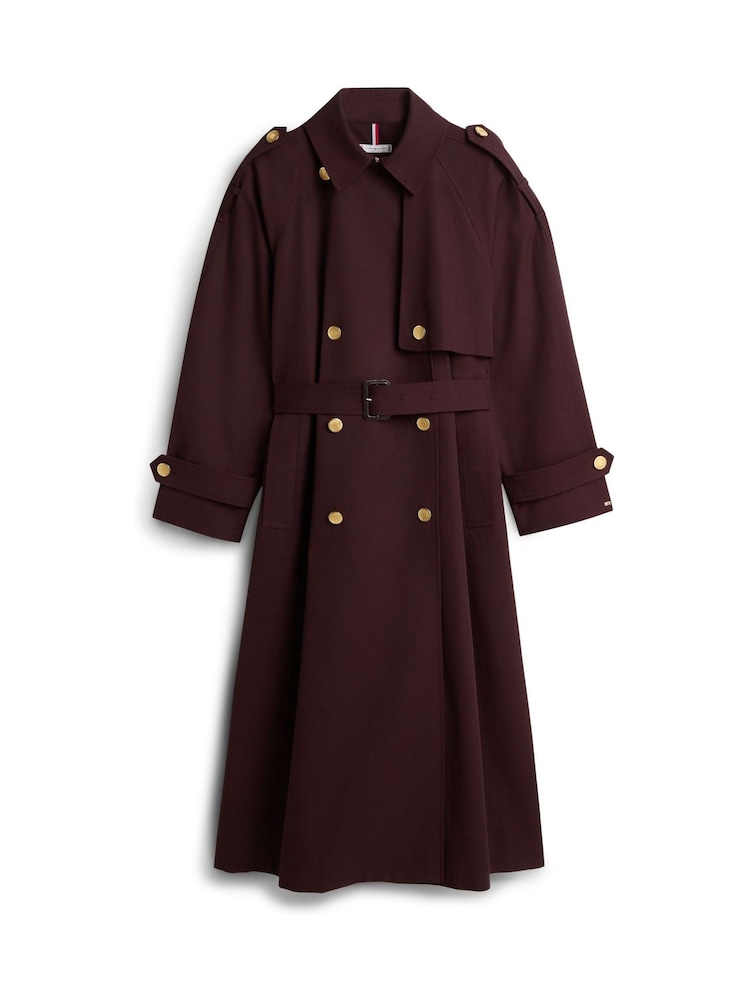 Tommy Hilfiger Brown Water Repellent Twill Oversized Trench Coat - Image 5 of 5 Tommy Hilfiger Brown Water Repellent Twill Oversized Trench Coat - Image 5 of 5