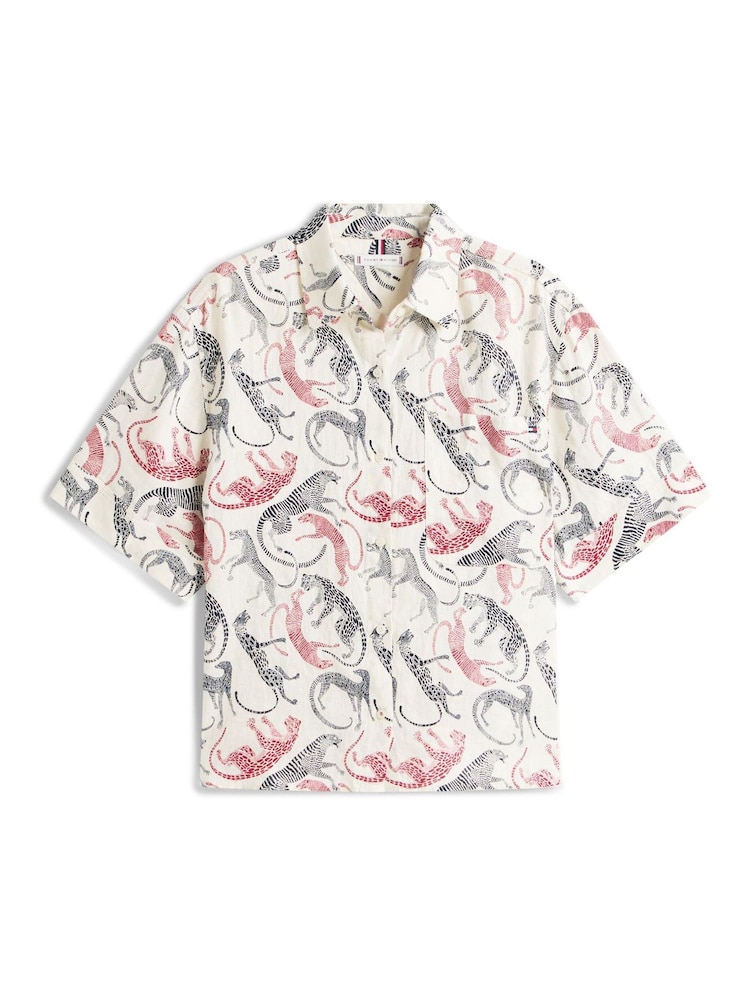 Balts - Tommy Hilfiger Relaxed Fit Pure Linen Short Sleeve Shirt - Attēls 5 no 5