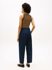 Albastru - Tommy Hilfiger Barrel Leg Mid Rise Chinos Trousers - Imaginea 3 din 5