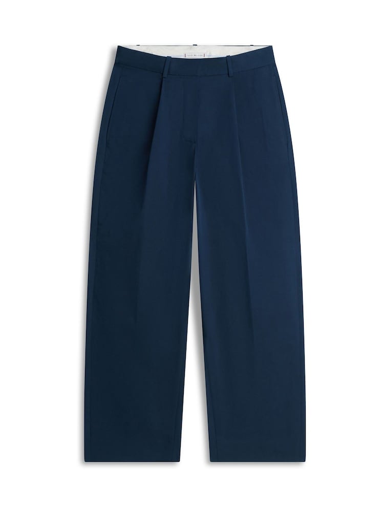 Albastru - Tommy Hilfiger Barrel Leg Mid Rise Chinos Trousers - Imaginea 5 din 5