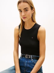 Tommy Hilfiger Black Slim Crew Neck Tank Top - Image 4 of 5