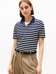 Tommy Hilfiger Blue 1985 Regular Fit Pique Polo Shirt - Image 1 of 5