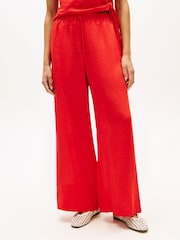 Tommy Hilfiger Red Relaxed Wide Leg Pure Linen Trousers - Image 1 of 5