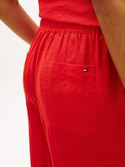 Tommy Hilfiger Red Relaxed Wide Leg Pure Linen Trousers - Image 4 of 5