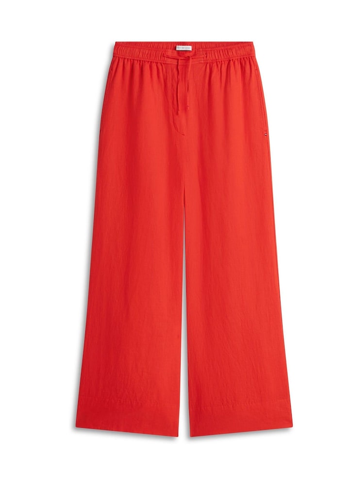 Tommy Hilfiger Red Relaxed Wide Leg Pure Linen Trousers - Image 5 of 5