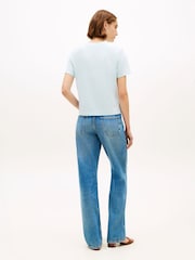 Tommy Hilfiger Light Blue Logo Embroidery Jersey Crew Neck T-Shirt - Image 3 of 5