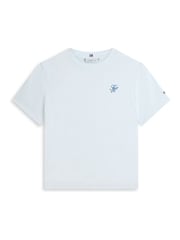 Tommy Hilfiger Light Blue Logo Embroidery Jersey Crew Neck T-Shirt - Image 5 of 5