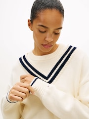 Tommy Hilfiger Double Layered Crew Neck Relaxed Cricket Jumper - Imaginea 4 din 5