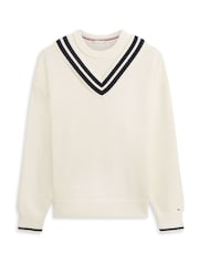 Tommy Hilfiger Double Layered Crew Neck Relaxed Cricket Jumper - Imaginea 5 din 5