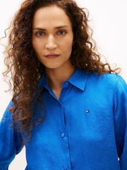 أزرق داكن - Tommy Hilfiger Relaxed Fit Pure Linen Shirt - Image 4 of 5