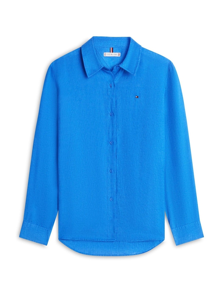 أزرق داكن - Tommy Hilfiger Relaxed Fit Pure Linen Shirt - Image 5 of 5