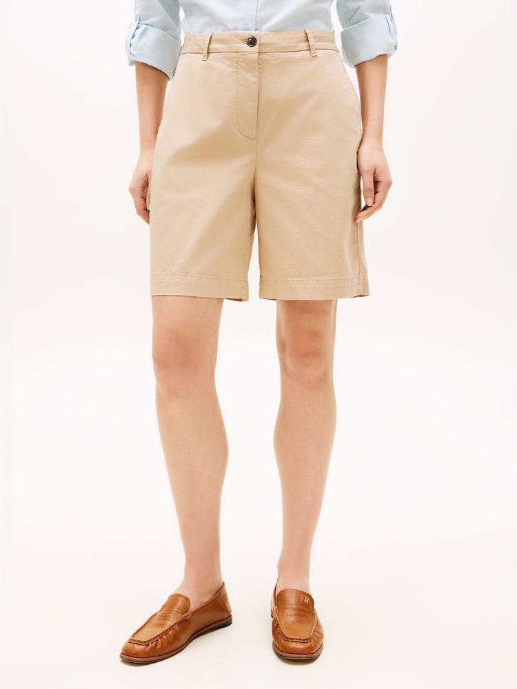 Tommy Hilfiger Brown Washed Regular Chino Shorts - Image 1 of 4