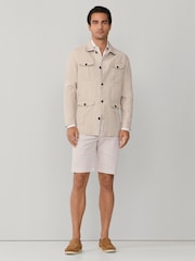 Hackett Brown Linen Field Jacket Overshirt - Image 6 of 6