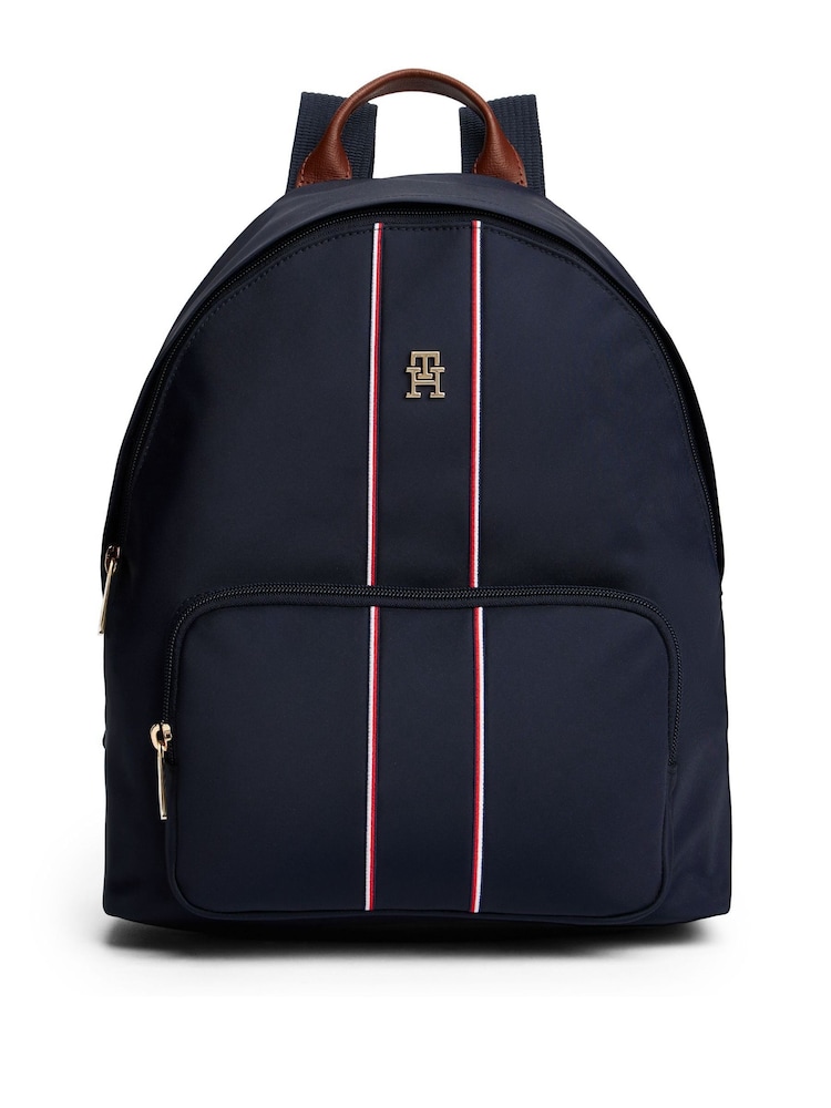 Tommy Hilfiger Blue Signature Tape Dome Backpack - Image 2 of 5 Tommy Hilfiger Blue Signature Tape Dome Backpack - Image 2 of 5