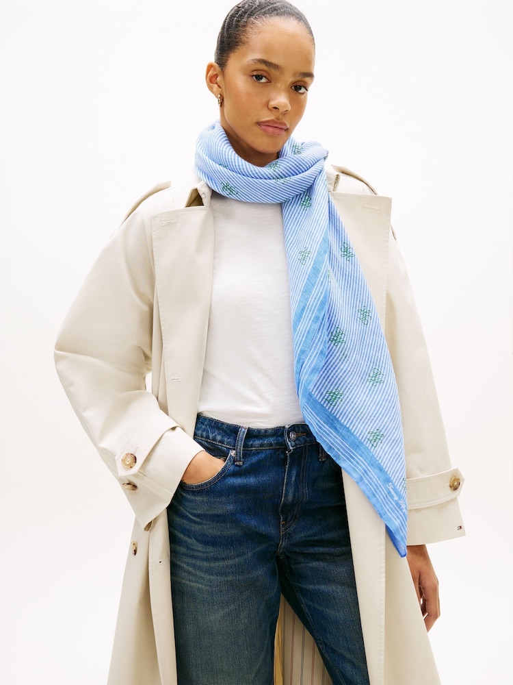 Tommy Hilfiger Pure Linen Repeat Logo Square Scarf - Imaginea 4 din 4