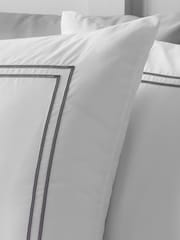 Catherine Lansfield White Silver So Soft Mono Satin Stitch Non-Iron Duvet Cover Set - Image 3 of 4