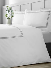 Catherine Lansfield White Silver So Soft Mono Satin Stitch Non-Iron Duvet Cover Set - Image 4 of 4