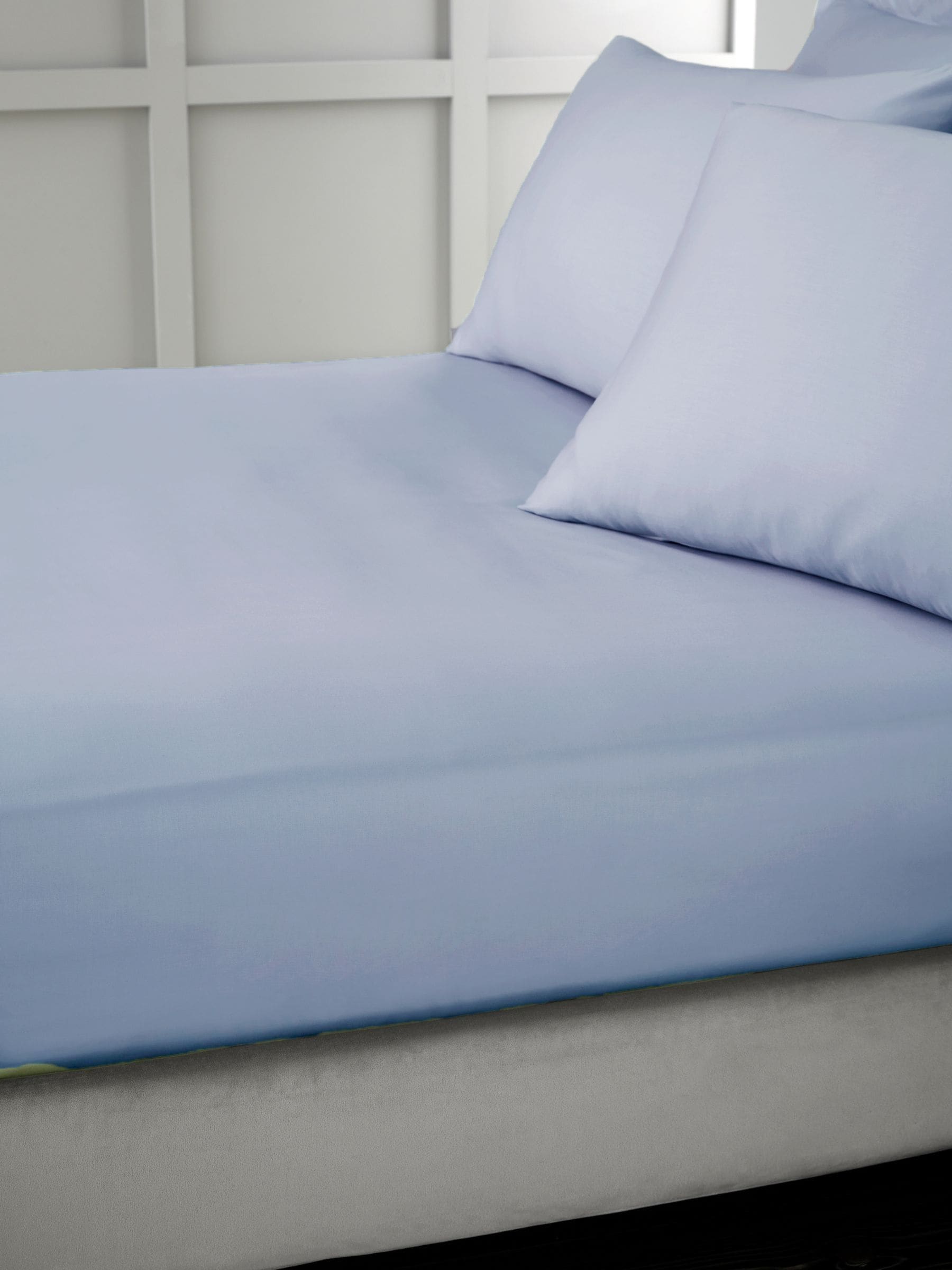 Bianca Blue 400 Thread Count Cotton Sateen Fitted Sheet - Super King - Image 5