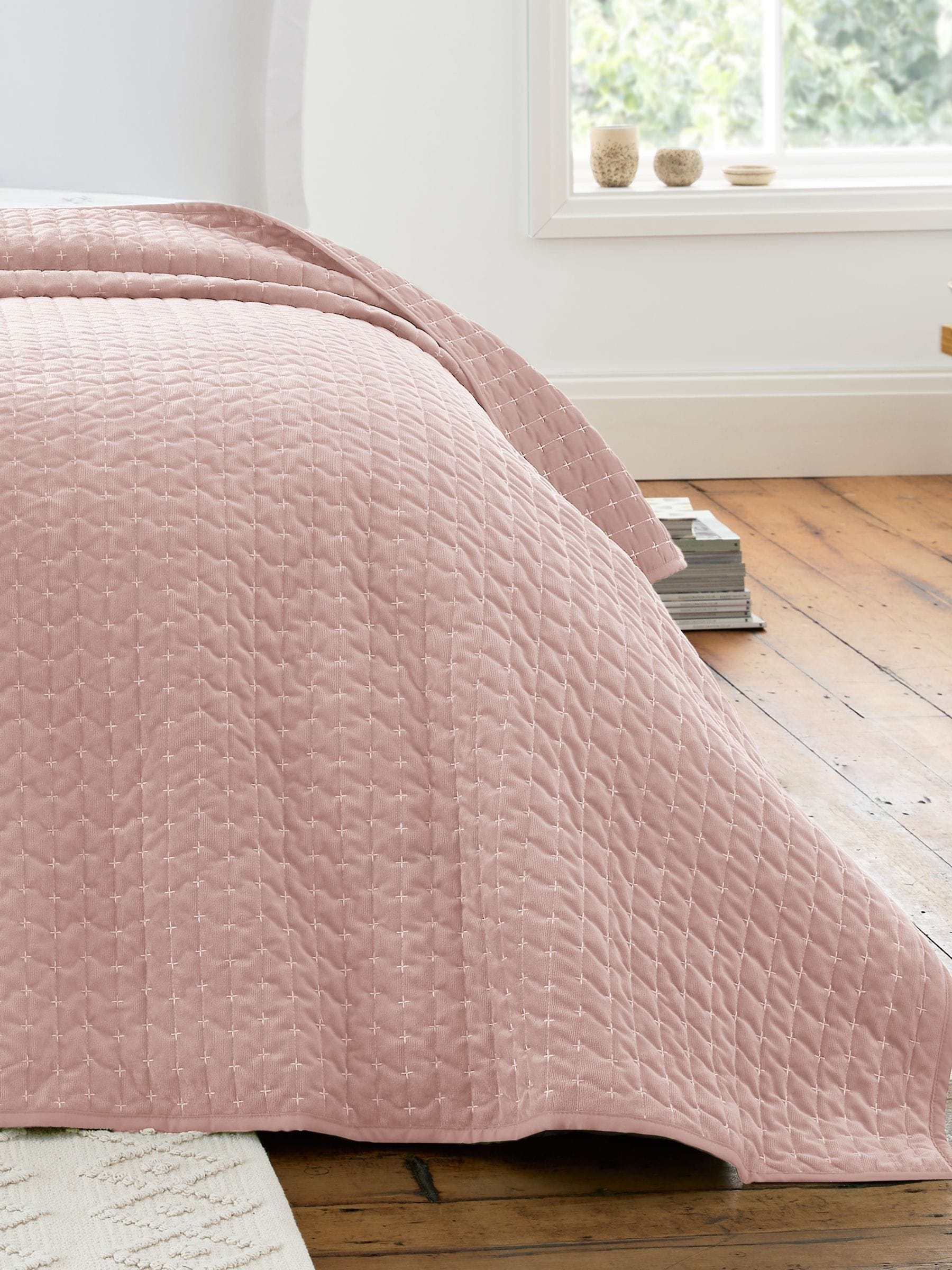 Bianca Pink Attica Velvet Bedspread in Size 240x260cm, Sports Direct - Image 5
